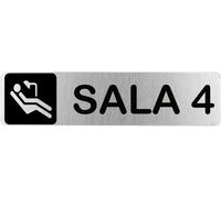 Becral® - Señal de acero inoxidable adhesiva SALA 4 | Placa puerta | Señal informativa | Cartel Clínica Dental 200X50mm