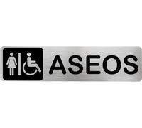 Becral® - Señal de acero inoxidable ASEOS MUJER/MINUSVALIDOS | Placa puerta | Señal informativa | Cartel Puerta 200X50mm (ref.RD707033)