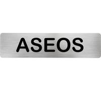 Becral® - Señal de acero inoxidable ASEOS | Placa puerta INOX | Señal informativa | Cartel Puerta 200X50mm