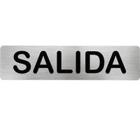 Becral® - Señal de acero inoxidable SALIDA | Placa puerta INOX | Señal informativa | Cartel Puerta 200X50mm