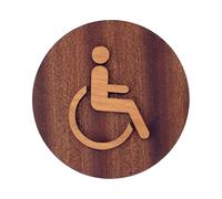 Becral - Señal de baño Unisex con Accesibilidad para Personas con Discapacidad - Madera Natural 12 cm - Diseño Minimalista para Puertas de Aseo Mod.828
