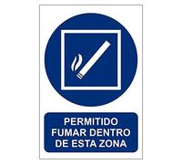 Becral® - Señal de obligación PERMITIDO FUMAR EN ESTA ZONA material pvc0,7mm tamaño 210X300mm (ref.RD20011)