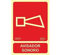 Becral® - Señal luminiscente AVISADOR SONORO PVC 0,7mm Clase B 210X300mm homologado cumple CTE, RIPCI nueva legislación (ref.RD00121)