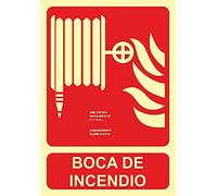 Becral® - Señal luminiscente BOCA DE INCENDIO PVC 0,4 Clase B 210X300mm homologado cumple CTE, RIPCI nueva legislación (ref.RD00308)