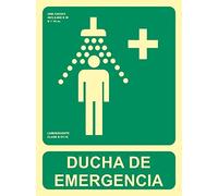 Becral® - Señal luminiscente DUCHA DE EMERGENCIA PVC 0,7mm Clase B 224X300mm homologado CTE, RIPCI nueva ley ref.RD14107