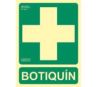Becral® - Señal luminiscente emergencia BOTIQUIN PVC 0,7mm Clase B 224X300mm homologado CTE, RIPCI nueva ley ref.RD14108
