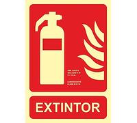 Becral® - Señal luminiscente EXTINTOR PVC 0,4mm Clase B 210X300mm homologado cumple CTE, RIPCI nueva legislación (ref.RD00301)