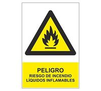 Becral® - Señal PELIGRO INCENDIO LIQUIDOS INFLAMABLES de tamaño 210X300mm material ALUMINIO (ref.RD30918)