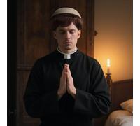 BECULINA Brown Monk Wig con gorro de pelo calvo y gorra, pelucas marrones cortas para hombre, disfraz de monje para Halloween, Navidad, eventos, fiestas