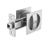 Bed/Bath Pocket Door Lock, Satin Nickel Contemporary Privacy Square Pocket Door Hardware, Sliding Po