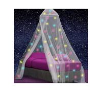 Bed Canopy for Girls with Pre-Installed Unicorns that Glow in the Dark, Princess Mosquito Net Room Decor, Kids Room Tent Púrpura