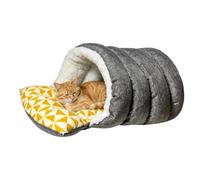 Bed Cave Insulated Hooded Pet Sleeping Nest cave bed uses a warm thick fle