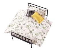 Bed Set | Iron Art & Fabric, 3.9in X 6.3in X 3.5in, 146g | Miniature Bed with Quilt & Pillows | Decorative Furniture For, Scene
