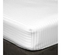 Bed Sheets 4 Piece Set, 100% Egyptian Cotton & 600 Thread Count, Soft and Fully Elasticized 40 CM Deep Pocket Fitted Sheet, Durable and Wrinkle-Free Bedding Sheets - White Stripe Super King Size