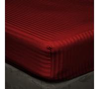 Bed Sheets 4 Piece Set, 100% Egyptian Cotton & 600 Thread Count, Soft and Fully Elasticized 40 CM Deep Pocket Fitted Sheet, Durable and Wrinkle-Free Bedding Sheets - Burgundy Stripe Super King Size