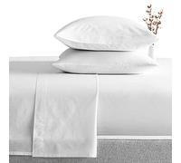 Bed Sheets 4 Piece Set, 100% Egyptian Cotton & 600 Thread Count, Soft and Fully Elasticized 40 CM Deep Pocket Fitted Sheet, Durable and Wrinkle-Free Bedding Sheets - White Solid Double Size