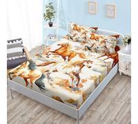 Bed Sheets Caballo Naranja Beige Sabana Bajera Protector Cama Transpirable Cubre Colchon Lavable Sabana Bajera 200x200 Funda Colchon Microfibra Cubrecolchon Elastico Ajustable Juego de Sabanas