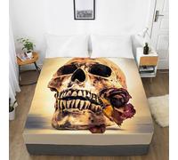 Bed Sheets Flor del Cráneo Marrón Sabana Bajera Protector Cama Transpirable Cubre Colchon Lavable Sabana Bajera 200x200 Funda Colchon Microfibra Cubrecolchon Elastico Ajustable Juego de Sabanas