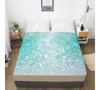 Bed Sheets Peacock Azul Blanca Sabana Bajera Protector Cama Transpirable Cubre Colchon Lavable Sabana Bajera 200x200 Funda Colchon Microfibra Cubrecolchon Elastico Ajustable Juego de Sabanas