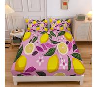 Bed Sheets Rosa Sabanas Bajeras 150x200cm Microfibra Cubre Colchon Transpirable Funda Colchon 30cm Profundidad, Frutas Plantas Acuarela Limón Hojas Cama 150 Mattress Protector