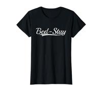 Bed-Stuy Brooklyn Vintage Varsity Classic Throwback Style Camiseta gráfica económica, Mujer, Negro, M