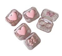 BEDARTIST Paquete de 4 fundas para lentes de contacto con diseño 3D, soporte de viaje para contactos oculares, pinzas para lentes de contacto, kit de botella de solución para uso diario al aire libre