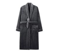 BEdaW Camisón Térmico para Hombres, Terciopelo De Coral Espesado De Invierno Bañera De Baño Larga, Ropa para El Hogar Cálido En Interiores,Gris,4XL