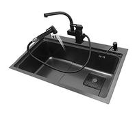 BEdaw Juego Combinado de Fregadero Y Grifo de Cocina, Fregadero de Estación de Trabajo de Cocina Bajo Montaje, Fregaderos de Acero Inoxidable para Cocinas con Escurridor, Tabla de Cortar para Bajant