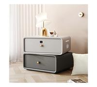 BEdaw Mesita de Noche Inteligente con Estación de Carga USB, Mesa Auxiliar con Altavoz BT con Cajón, Mesita de Noche de Maderaiza, Rotación Superior de 360 °, con Bloqueo de Huellas Dactilares/9.Lig