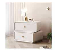 BEdaw Mesita de Noche Inteligente con Estación de Carga Usb, Mesa Auxiliar con Cajón, Mesita de Noche de Maderaiza, Giratoria Superior, Organizador de Mesita de Noche para Dormitorio/1.White/50*40*4