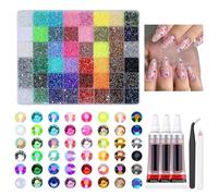Bedazzling Kit - Nail Decoration Jewels | Resin Rhinestones Bedazzler Kit | 48-Compartment Boxed Pearl Resin Flat-Bottom Rhinestone Diy Set, for Artists Women Girls Hobbyists Students