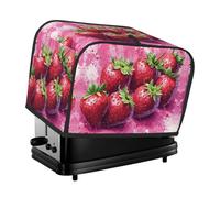 Bedbliss Cubierta para tostadora de 2 rebanadas con estampado de fresas rosas, protectores para hacer pan con huellas dactilares, cubierta antipolvo para electrodomésticos pequeños de cocina