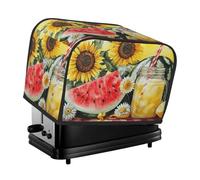 Bedbliss Cubierta para tostadora de 2 rebanadas con estampado de limón y melón de verano, protectores para hacer pan con huellas dactilares, cubierta antipolvo para electrodomésticos pequeños de