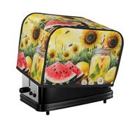 Bedbliss Cubierta para tostadora de 2 rebanadas con estampado de limón y melón de verano, protectores para hacer pan con huellas dactilares, cubierta antipolvo para electrodomésticos pequeños de