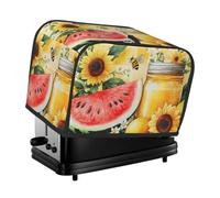 Bedbliss Cubierta para tostadora de 2 rebanadas con estampado de limón y melón de verano, protectores para hacer pan con huellas dactilares, cubierta antipolvo para electrodomésticos pequeños de