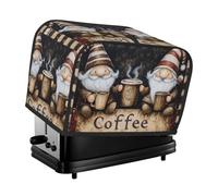 Bedbliss Cubierta para tostadora de 2 rebanadas de gnomos de café, protectores para hacer pan con huellas dactilares, cubierta antipolvo para electrodomésticos pequeños de cocina