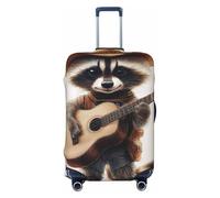 Bedbliss Funda elástica para equipaje de viaje, para hombres y mujeres, Raccoon Playing Guitar 12, M(for 22-24 inch luggage)