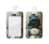 Bedbliss Funda para tarjetas de identificación con estampado de gato de invierno, protector vertical para tarjetas, profesores, enfermeras, trabajo, oficina, regalos