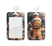 Bedbliss Funda protectora vertical para tarjetas de identificación con estampado de pan de jengibre navideño, para profesores, enfermeras, trabajo, oficina, regalos