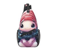 Bedbliss Mochila cruzada para el hombro, bolsa de pecho, gimnasio, viajes, senderismo, mochila casual, Axolotl Christmas 14, Talla única