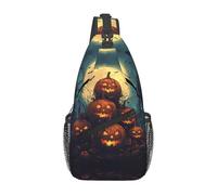 Bedbliss Mochila cruzada para el hombro, bolsa de pecho, gimnasio, viajes, senderismo, mochila casual, Calabazas de Halloween 2, 19x9x39cm