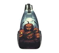 Bedbliss Mochila cruzada para el hombro, bolsa de pecho, gimnasio, viajes, senderismo, mochila casual, Calabazas de Halloween 8, 19x9x39cm
