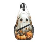 Bedbliss Mochila cruzada para el hombro, bolsa de pecho, gimnasio, viajes, senderismo, mochila casual, Calabaza fantasma de Halloween 4, Talla única