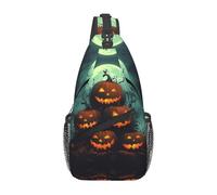 Bedbliss Mochila cruzada para el hombro, bolsa de pecho, gimnasio, viajes, senderismo, mochila casual, Calabazas de Halloween 4, 19x9x39cm