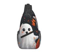 Bedbliss Mochila cruzada para el hombro, bolsa de pecho, gimnasio, viajes, senderismo, mochila casual, Calabaza fantasma de Halloween 13, Talla única