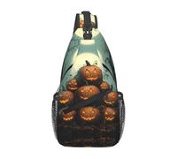 Bedbliss Mochila cruzada para el hombro, bolsa de pecho, gimnasio, viajes, senderismo, mochila casual, Calabazas de Halloween 3, 19x9x39cm