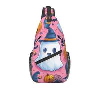 Bedbliss Mochila cruzada para el hombro, bolsa de pecho, gimnasio, viajes, senderismo, mochila casual, Calabaza fantasma de Halloween 14, Talla única