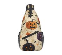 Bedbliss Mochila cruzada para el hombro, bolsa de pecho, gimnasio, viajes, senderismo, mochila casual, Calabazas de Halloween 4, Talla única