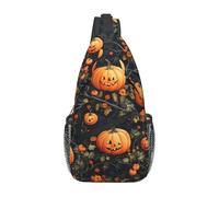 Bedbliss Mochila cruzada para el hombro, bolsa de pecho, gimnasio, viajes, senderismo, mochila casual, Calabazas de Halloween 5, Talla única
