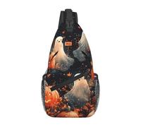 Bedbliss Mochila cruzada para el hombro, bolsa de pecho, gimnasio, viajes, senderismo, mochila casual, Calabaza fantasma de Halloween 19, Talla única